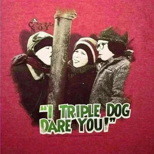 A Christmas Story I Triple Dog Dare You Red T-Shirt Mens Size 2XL